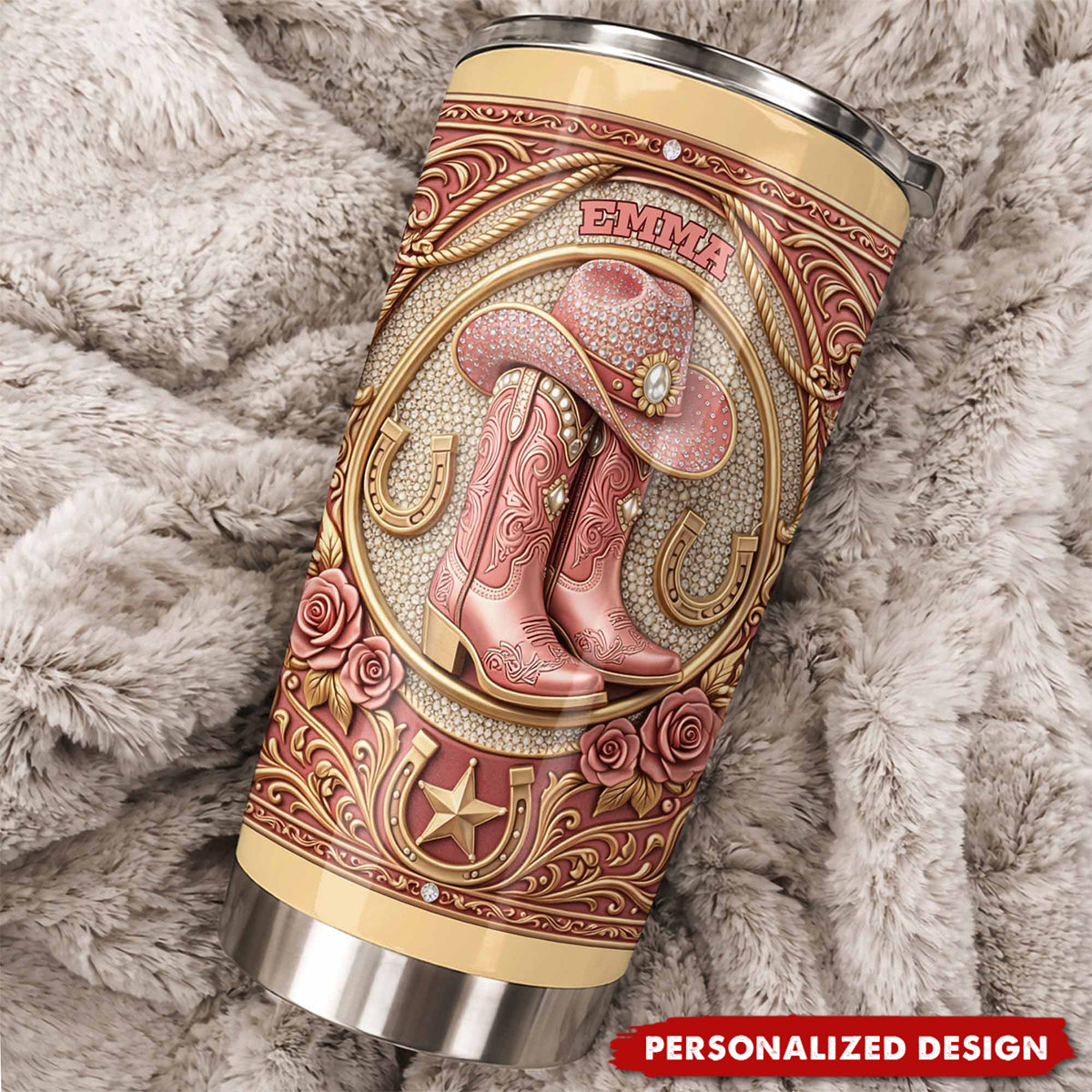 Personalized Pink Western Cowgirl Tumbler - Gift For Bestie and Cowgirls