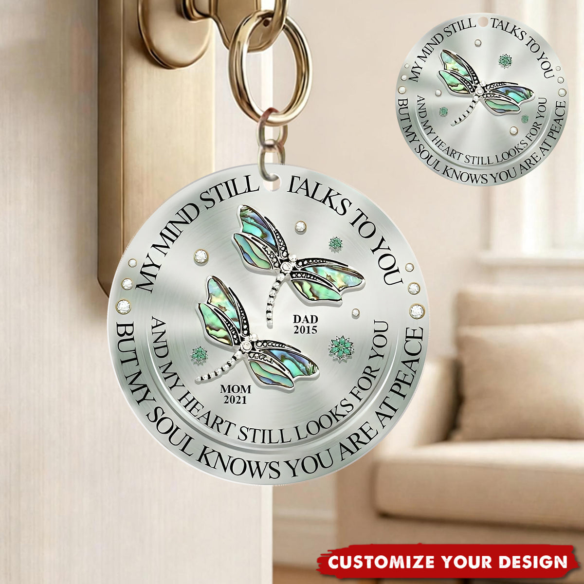 Memorial Dragonfly My Mind My Heart My Soul Personalized Acrylic Keychain
