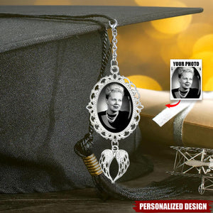 Personalized Graduation Tassel Photo Charm with Angel Wings