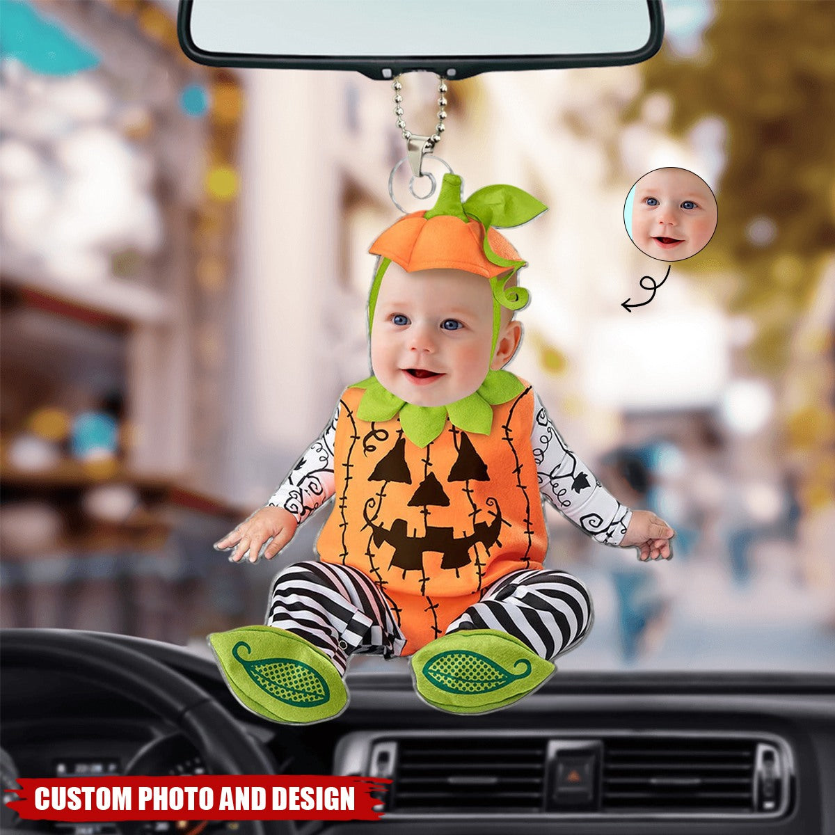 Funny Halloween Custom Face For Kids Personalized Acrylic Photo Car Hanging Ornament