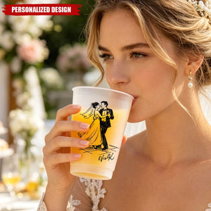 Personalized Wedding Couple Frosted Cups - Custom Couple Design and Name