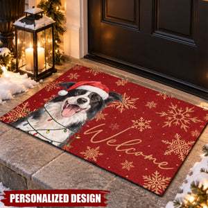 Holiday Pet Welcome Mat, Custom Pet Breed Christmas Porch Decor