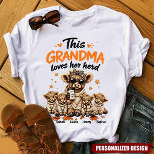 Personalized This Grandma Loves Her Herd - Highland Cow T-Shirt