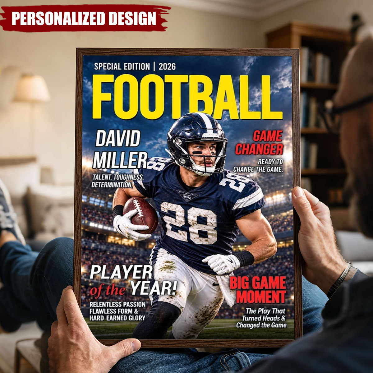 Personalized Football Star Magazine Style Print - Football Athlete Gift Poster