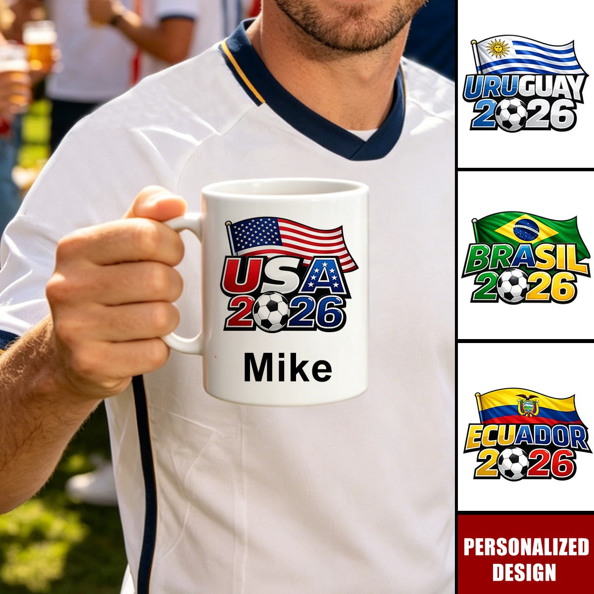 Personalized 2026 World Cup Soccer Country Mug - Custom Name