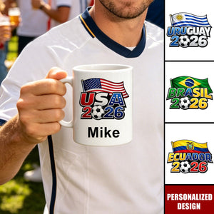 Personalized 2026 World Cup Soccer Country Mug - Custom Name