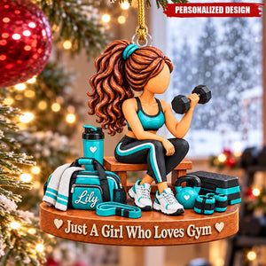 Fitness Lady Customized Acrylic Christmas Keepsake - Ornament Gym Enthusiast Gift