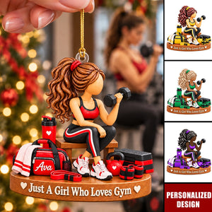 Fitness Lady Customized Acrylic Christmas Keepsake - Ornament Gym Enthusiast Gift