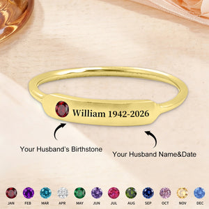 Personalized Birthstone Name Memorial Ring