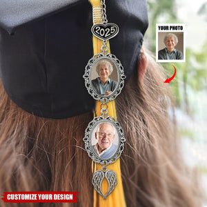Personalized Graduation Tassel Photo Charm with Angel Wing
