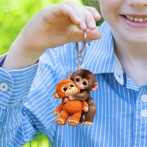 Cute Monkey Hugging Plush Keychain – Gift For friends, family, or kids