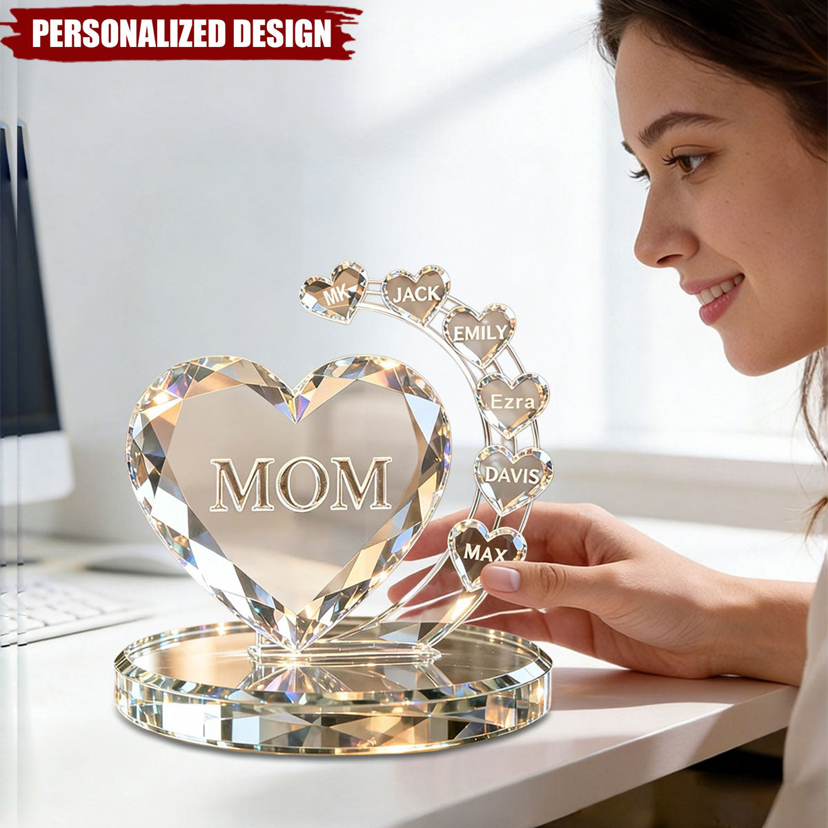 Personalized Heart-Shaped Plaque With Name, Gift For Grandma Or Mom
