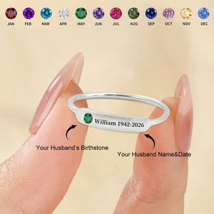 Personalized Birthstone Name Memorial Ring