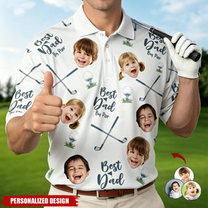 Personalized Kids Faces All‑Over Print Golf Shirt - Father’s Day Gift for Golf‑Loving Dad