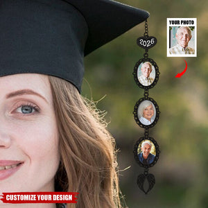 Personalized Graduation Tassel Photo Charm with Angel Wing