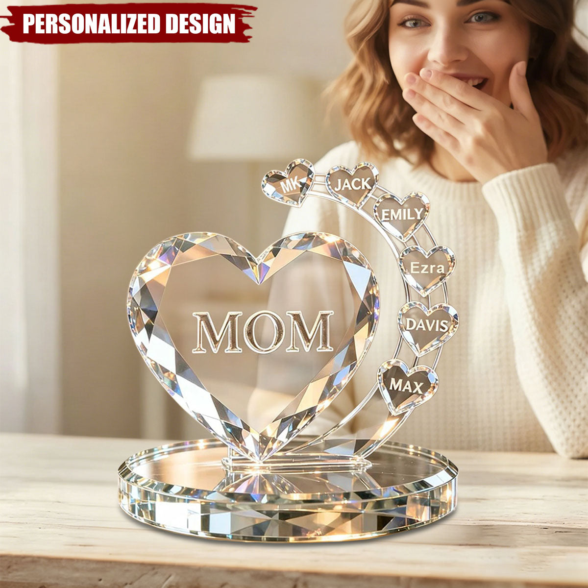 Personalized Heart-Shaped Plaque With Name, Gift For Grandma Or Mom
