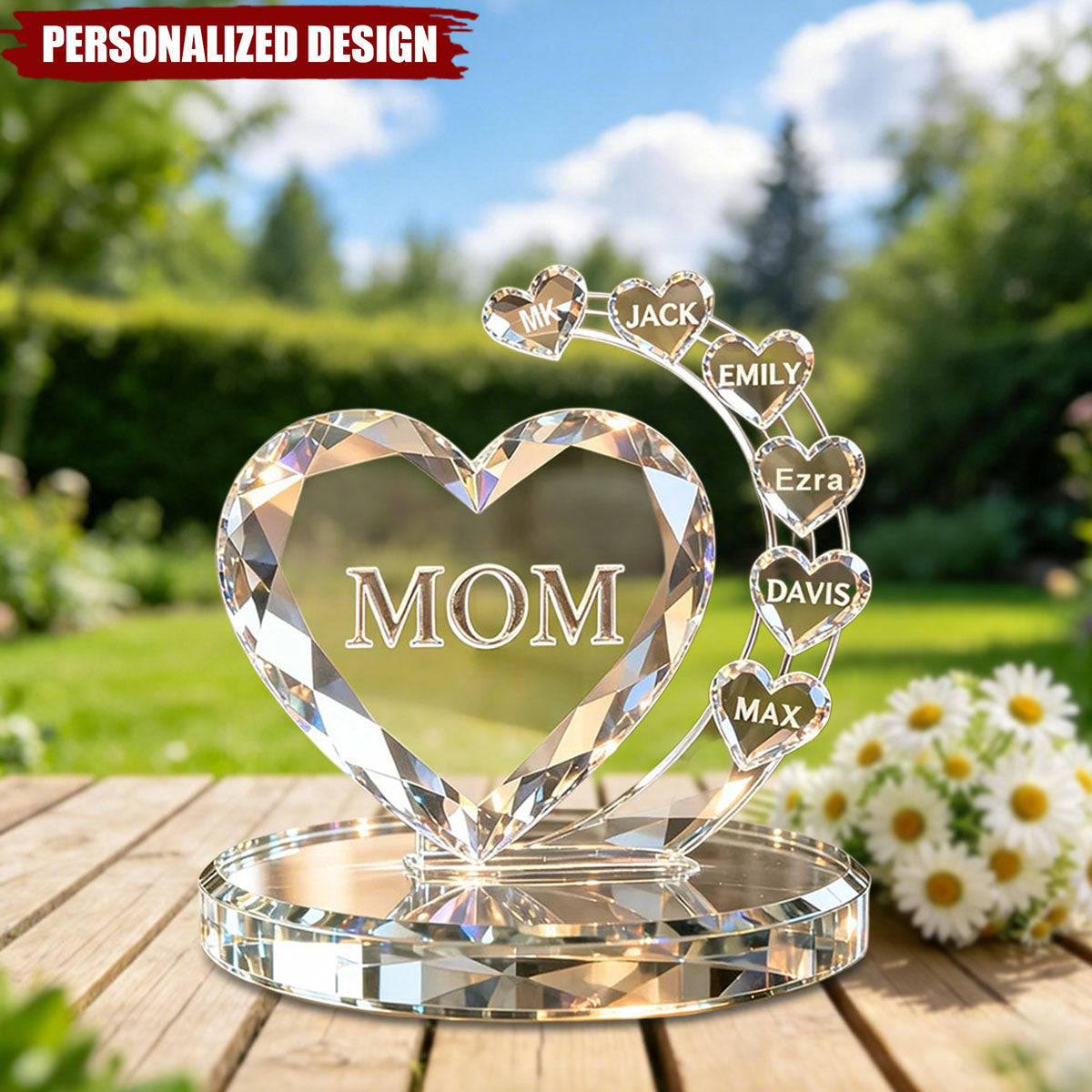 Personalized Heart-Shaped Plaque With Name, Gift For Grandma Or Mom