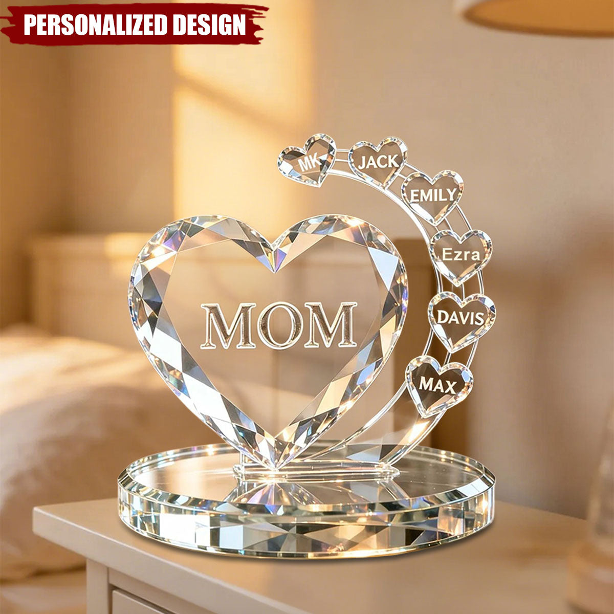 Personalized Heart-Shaped Plaque With Name, Gift For Grandma Or Mom