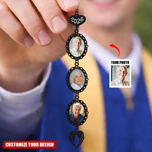 Personalized Graduation Tassel Photo Charm with Angel Wing