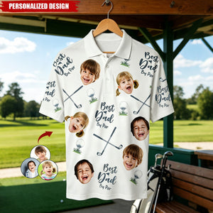 Personalized Kids Faces All‑Over Print Golf Shirt - Father’s Day Gift for Golf‑Loving Dad