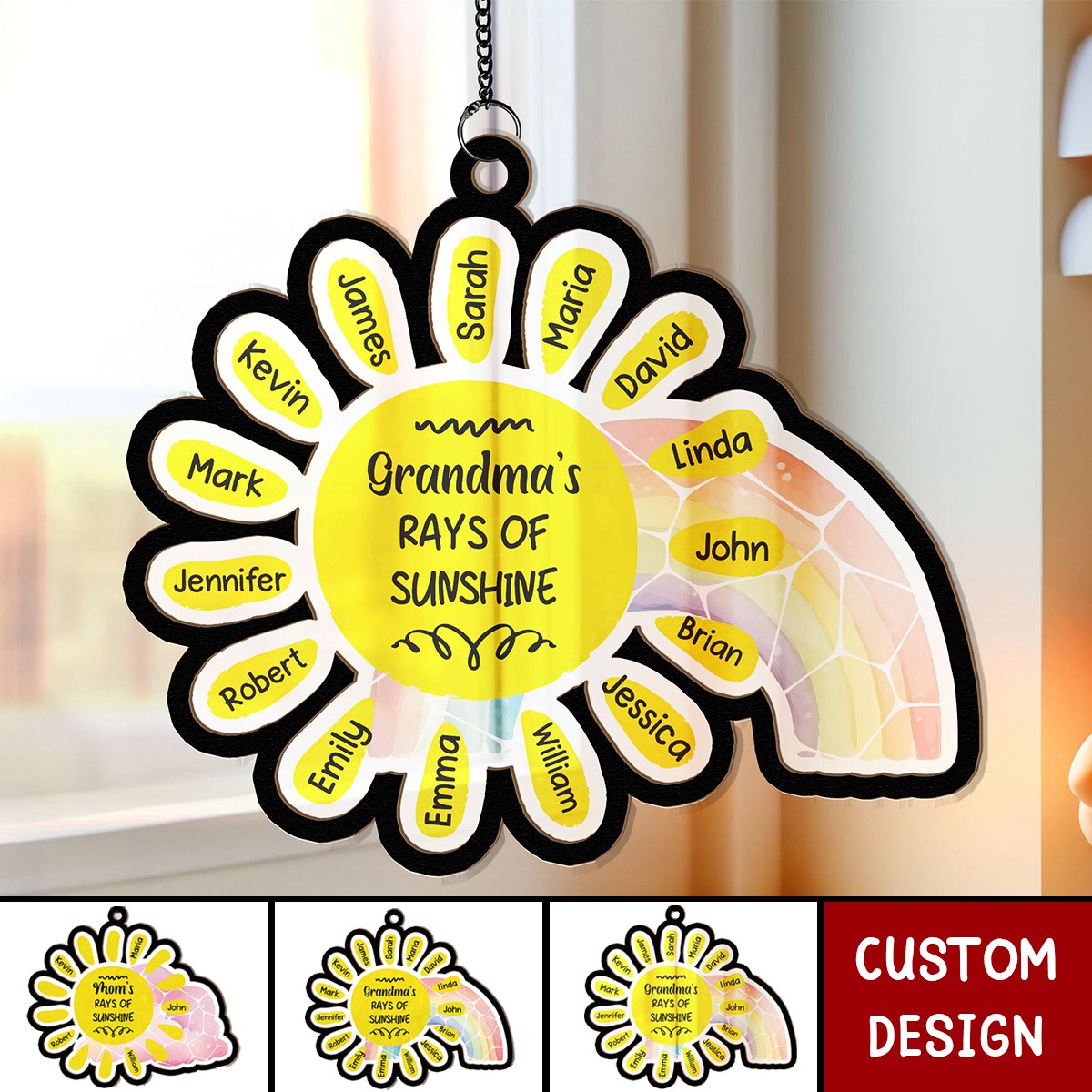 Grandma's Rays Of Sunshine - Personalized Window Hanging Suncatcher Ornament