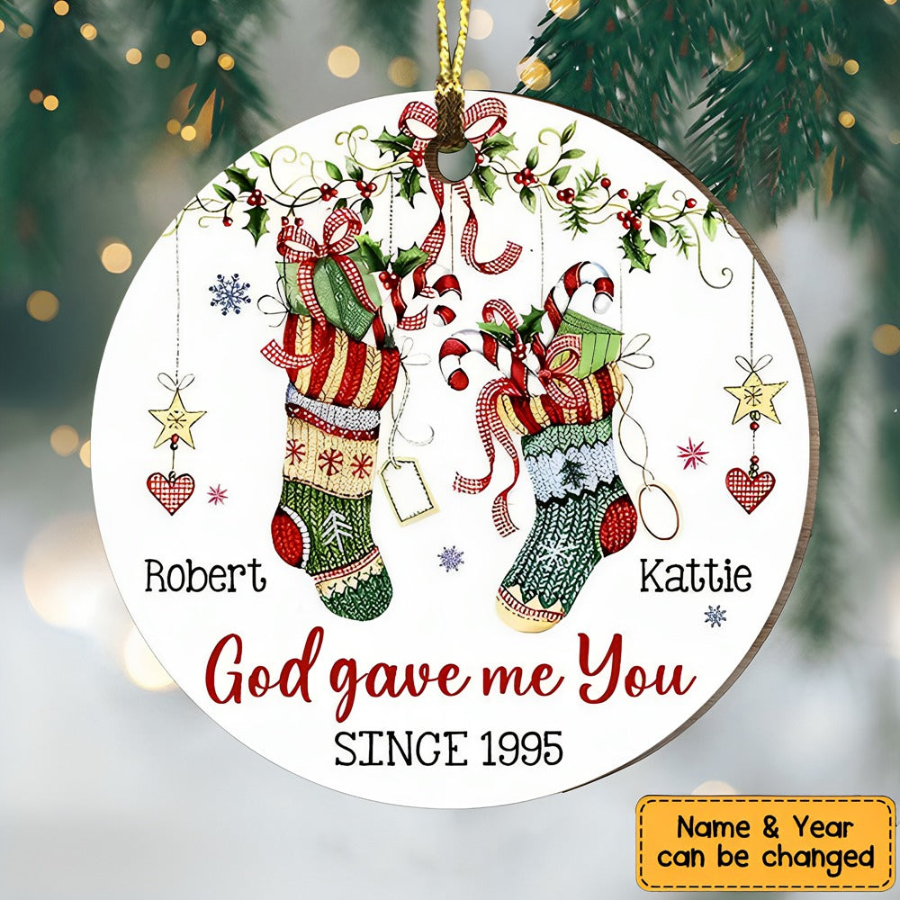 Gift For Couple God Gave Me You Circle Ornament