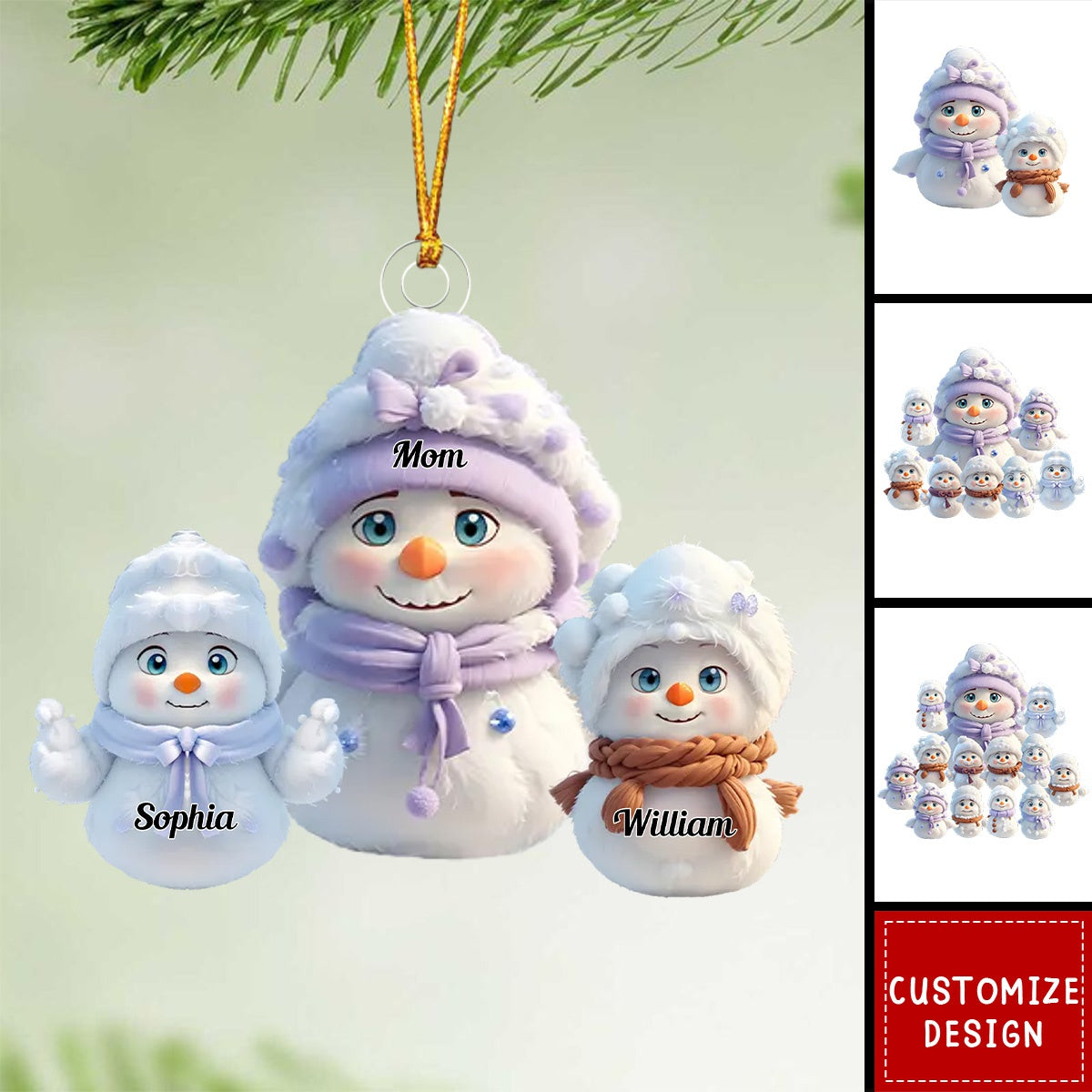 Personalized Snowman Christmas Ornament - Gift For Mom,Grandma