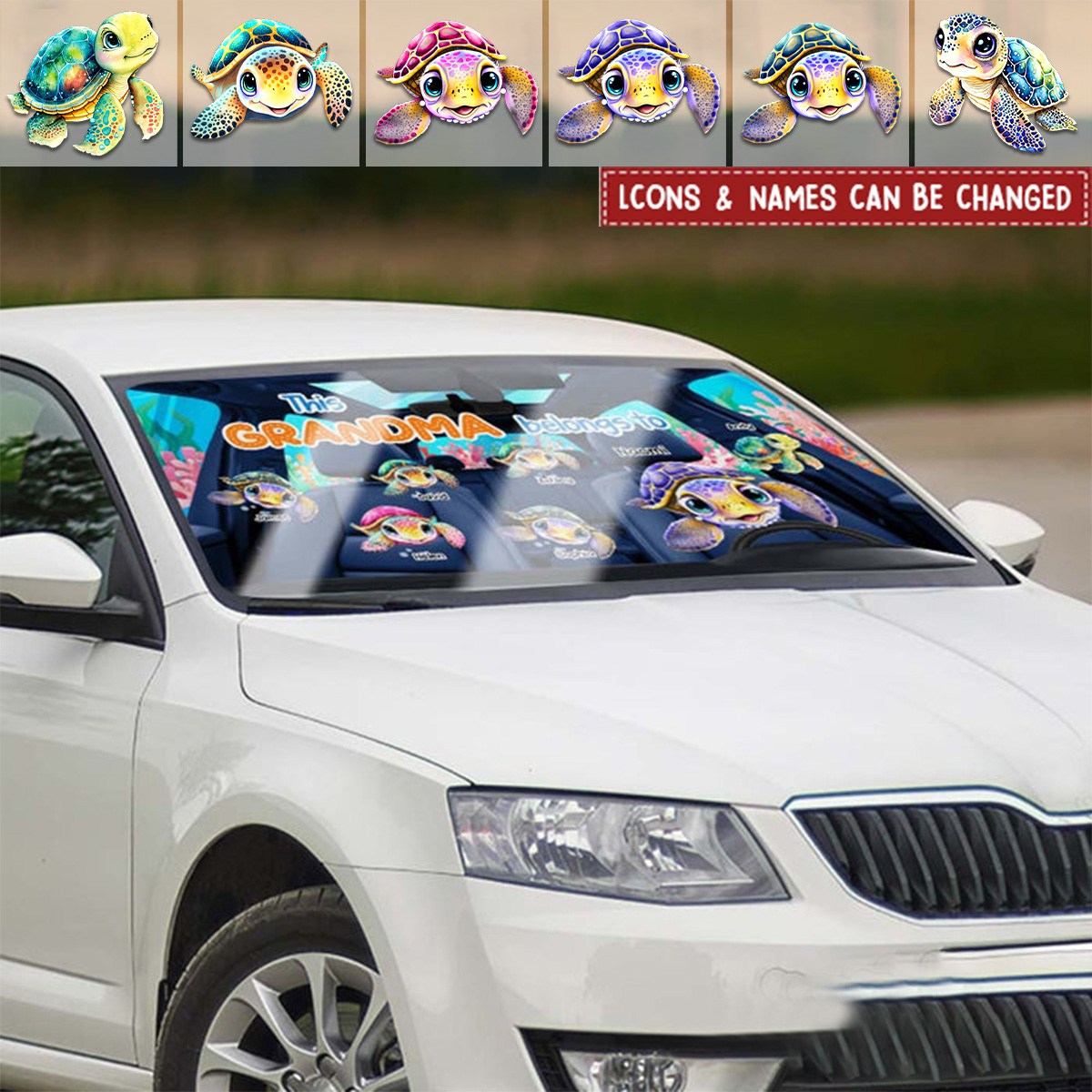This Grandma Belongs To Turtle Summer Car Sun Shade