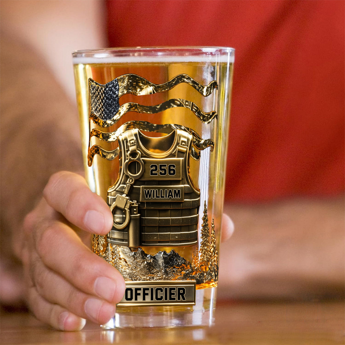 Serve And Protect - Personalized Police Officer Beer Glass