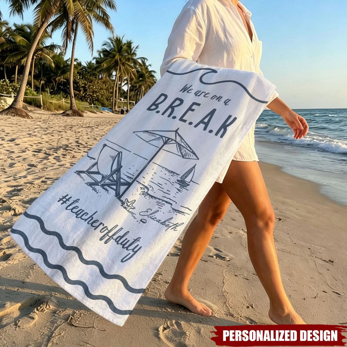 Personalized Teacher Summer Beach Towel With Funny Teacher Slogans - Custom Name