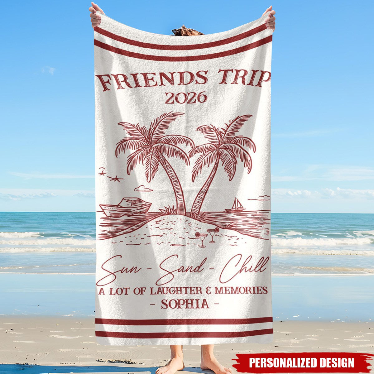 Personalized Summer Trip Beach Towel - Custom Theme & Name for Summer Trip