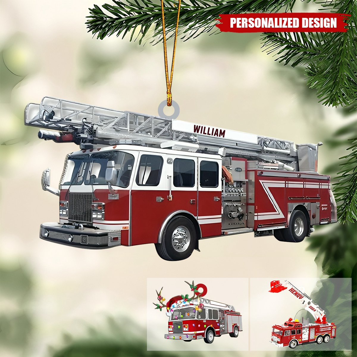 2024 New Release Christmas Tree Decor Gift For Firefighter,Personalized Fire Truck Christmas Ornament