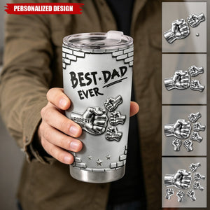 Personalized Multi Kid Name Fist Bump Design Tumbler - Stainless Steel Travel Tumbler