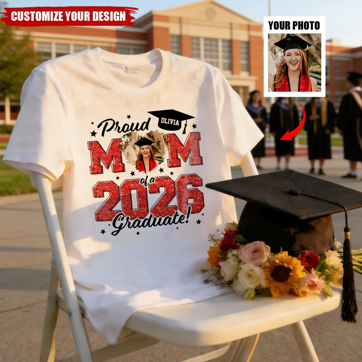 Custom Photo Proud Mom/Dad Of A 2026 Graduate - Graduation Bright Shirt