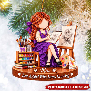 Drawing Lover Personalized Acrylic Ornament - Gift for Art Teacher & Painter