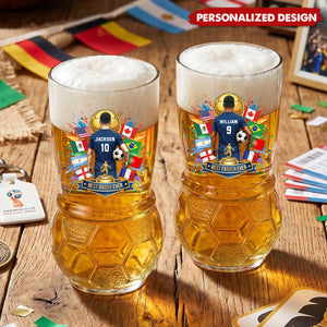 Personalized Best Dad Ever Soccer Beer Glass - Custom Name Number