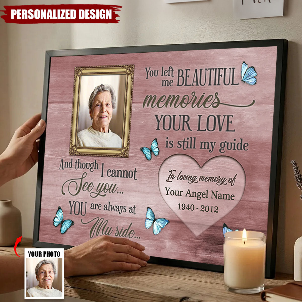 Heaven in Our Home Personalized Poster - Custom Photo & Name Memorial Gift