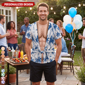 Personalized Optical Illusion Tropical Palm Wrap Kimono T-Shirt