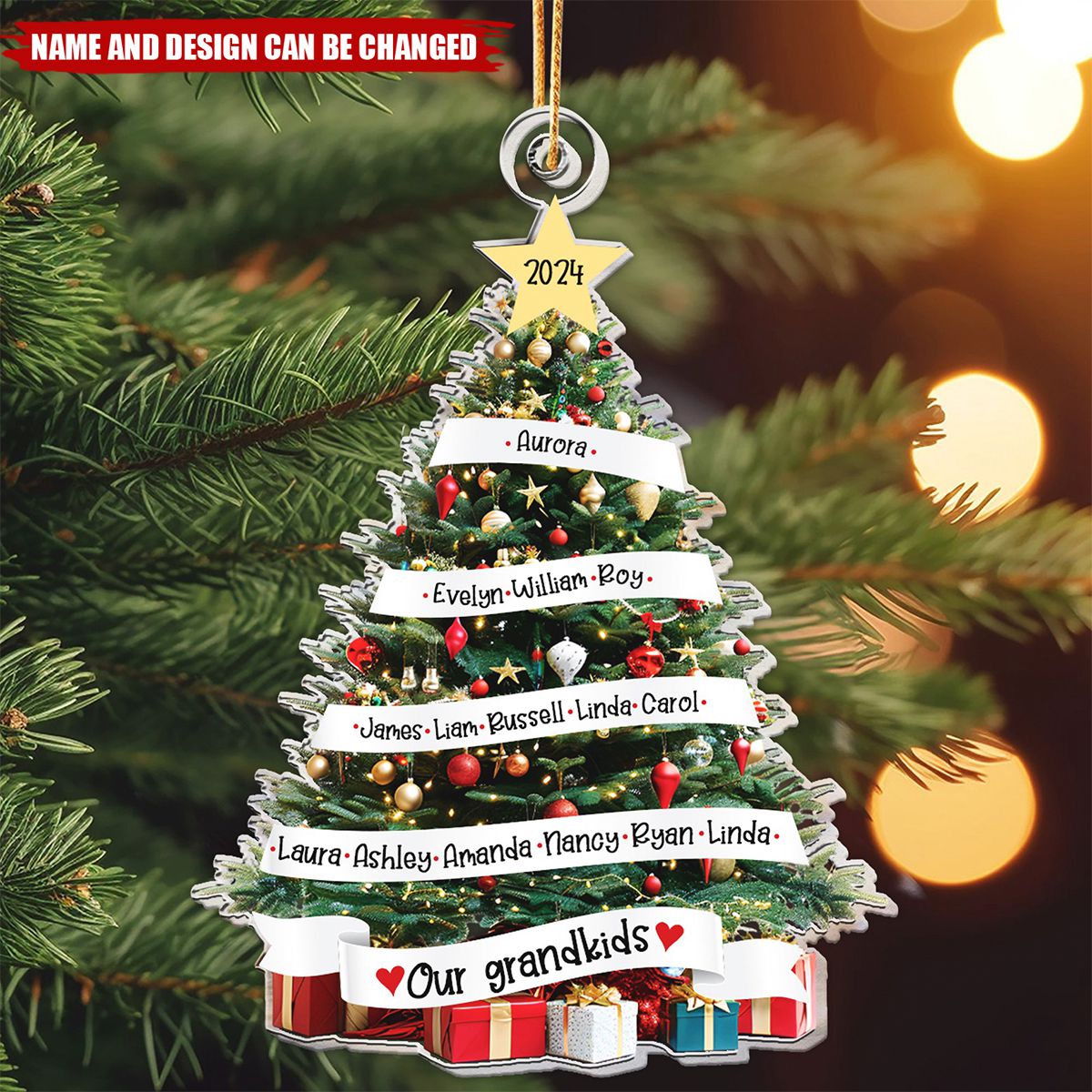 Our Grandkids Names On The Christmas Tree - Personalized Acrylic Ornament