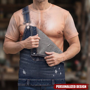 Personalized Single Strap Distressed Denim Overalls T-Shirt