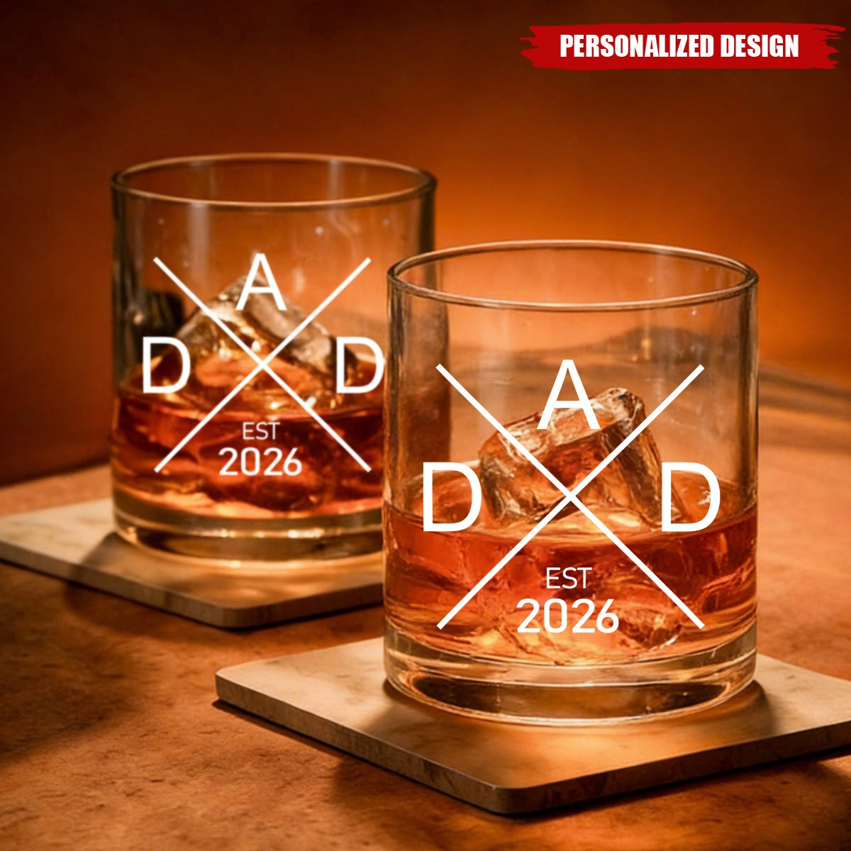 Personalized Established Year Dad Whiskey Glass - First Father’s Day Gift for New Dad