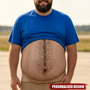 Personalized Optical Illusion Fake Lifted Shirt Dad Bod Belly T-Shirt