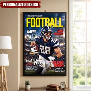 Personalized Football Star Magazine Style Print - Football Athlete Gift Poster