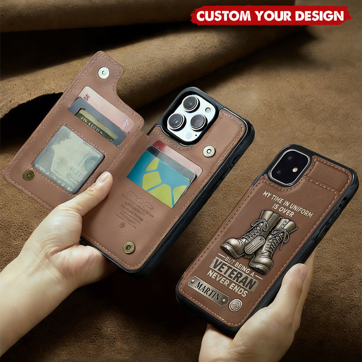 Proud Veteran-Personalized Veteran Leather Wallet Phone Case