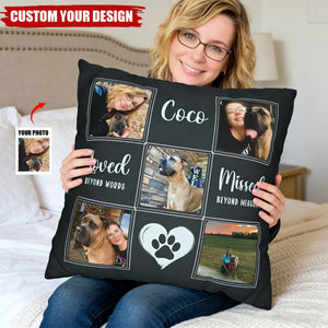 Custom Pet Memorial Photo Pillow – Personalized Dog/Cat Name & Photo Collage Pillow