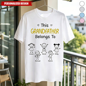 Personalized Figure Stick‑Figure Family T‑Shirt - Custom Children Names Gift for Father