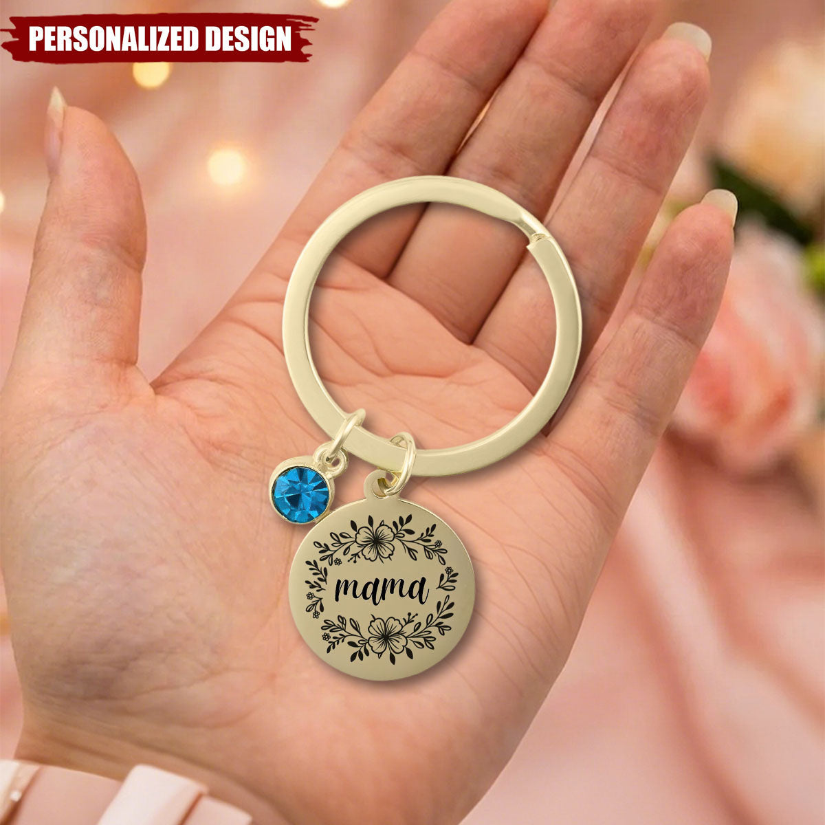Personalized Mama Birthstone Keychain - Custom Name Family Gift for Mom/Grandma