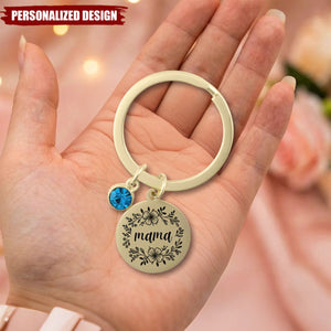 Personalized Mama Birthstone Keychain - Custom Name Family Gift for Mom/Grandma