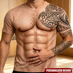Personalized Optical Illusion Fake Tattoo Costume Muscular Torso T-Shirt