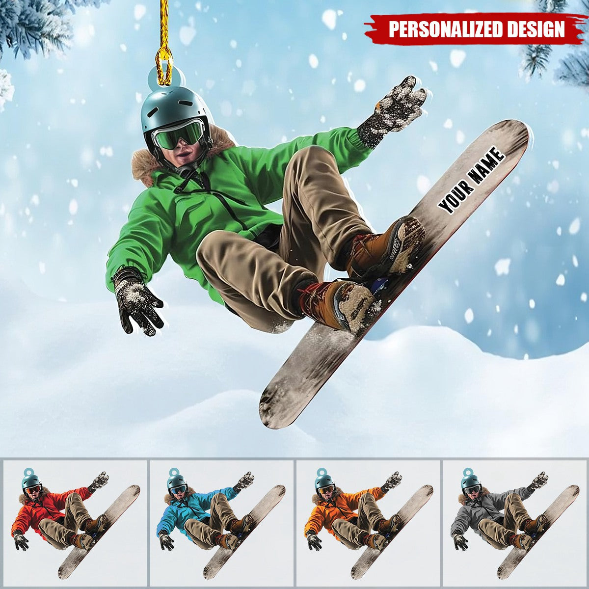 2024 New Release Personalized Skiing Acrylic Ornament, Snowboard Ornaments for Christmas Tree,Skier Gift for Xmas